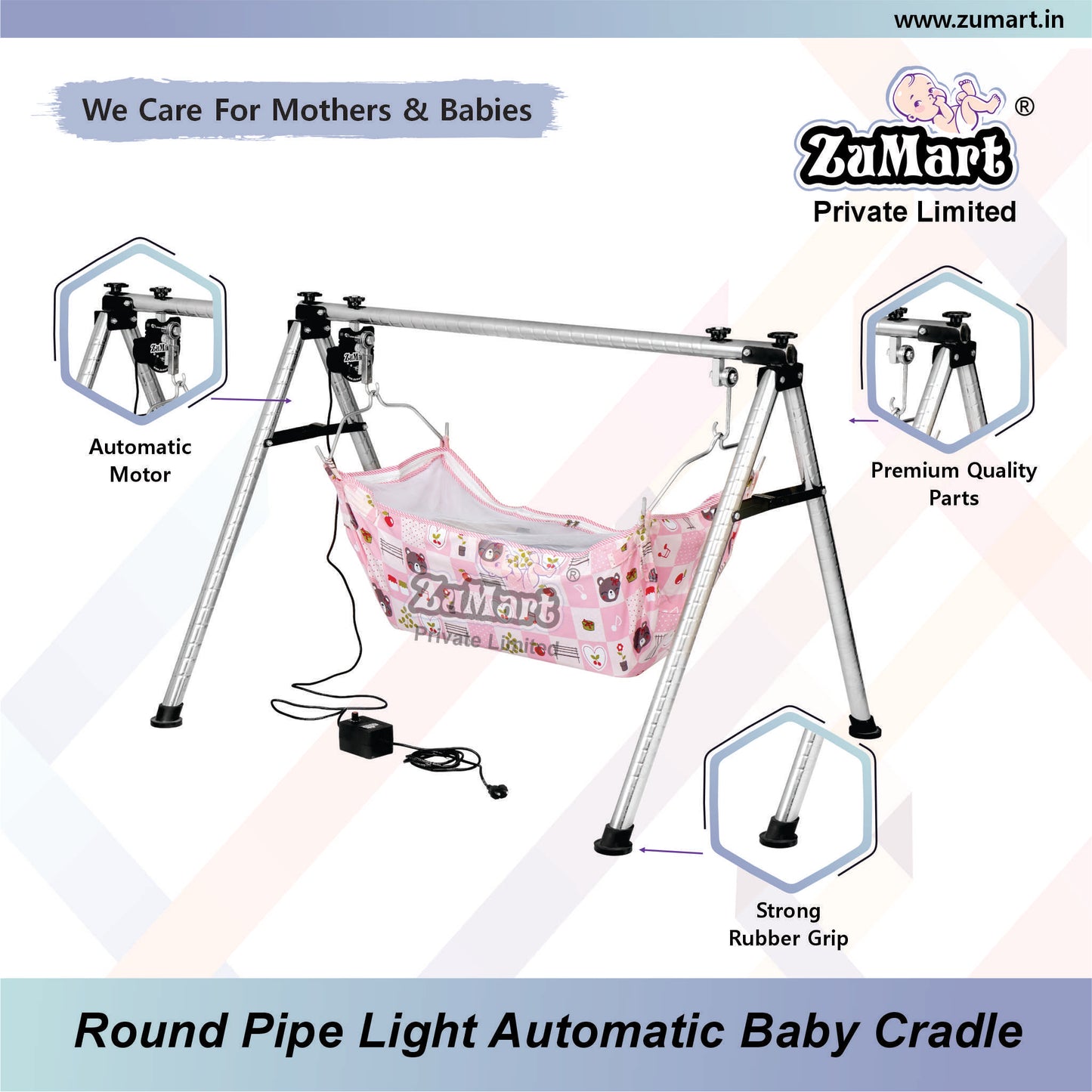 Round Pipe Light Weight Automatic Baby Cradle