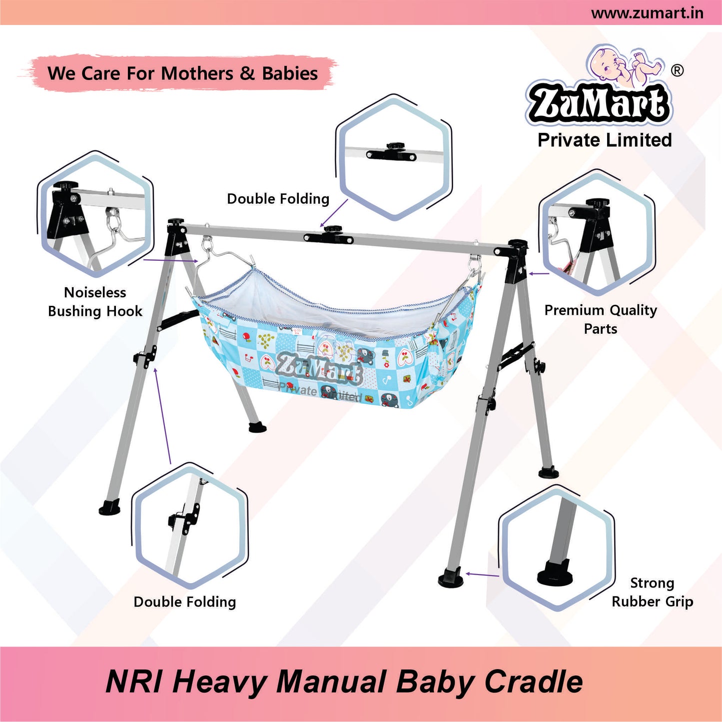 NRI Heavy Weight Manual Baby Cradle