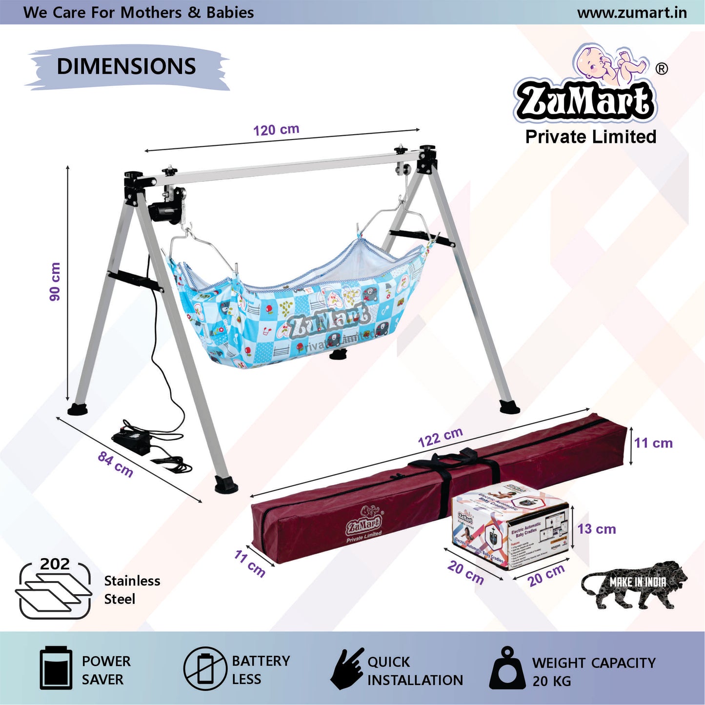 4 ft Light Automatic Baby Cradle