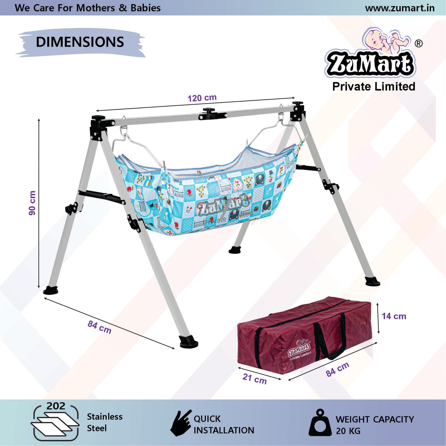 NRI Light Weight Manual Baby Cradle