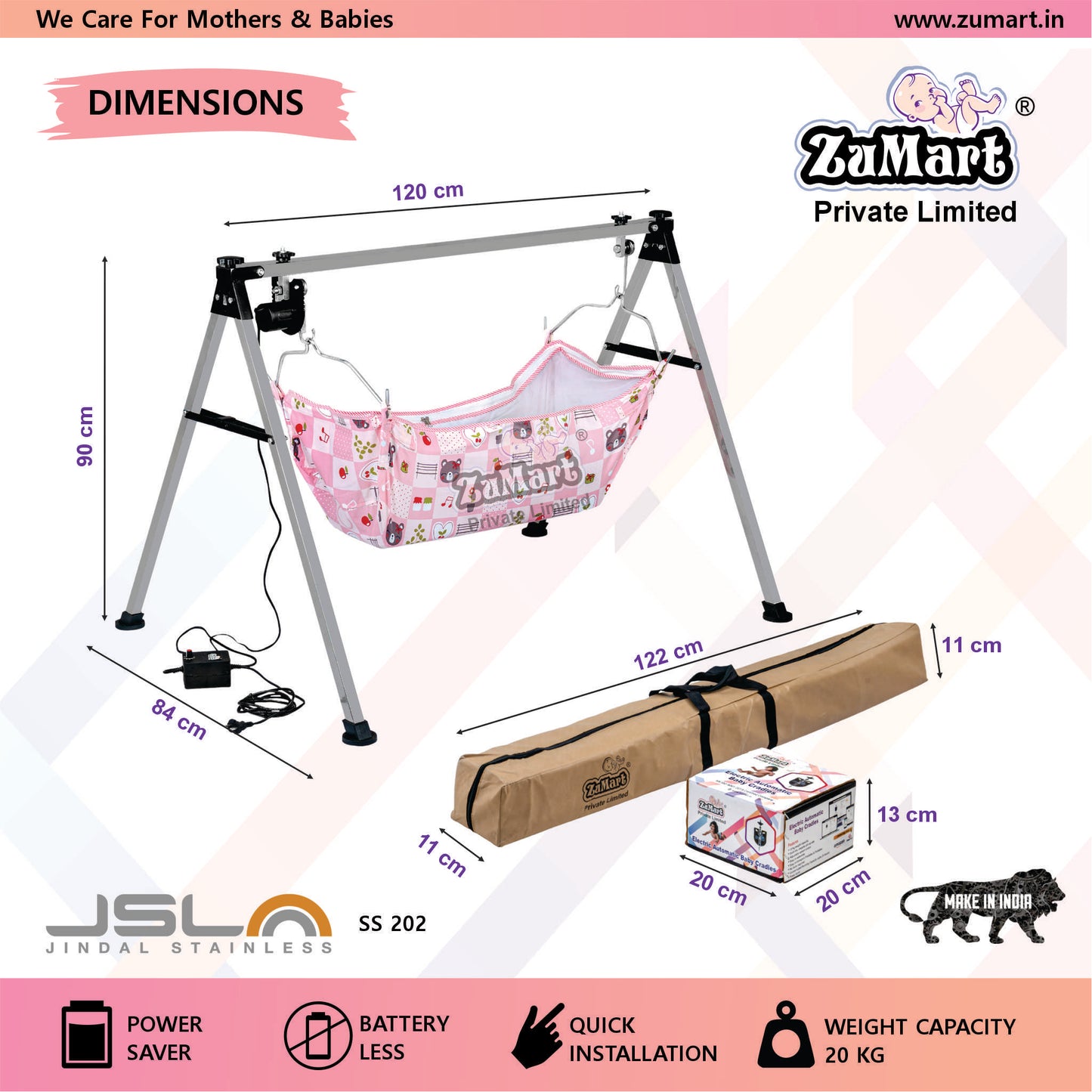 4 ft Heavy Printed Automatic Baby Cradle
