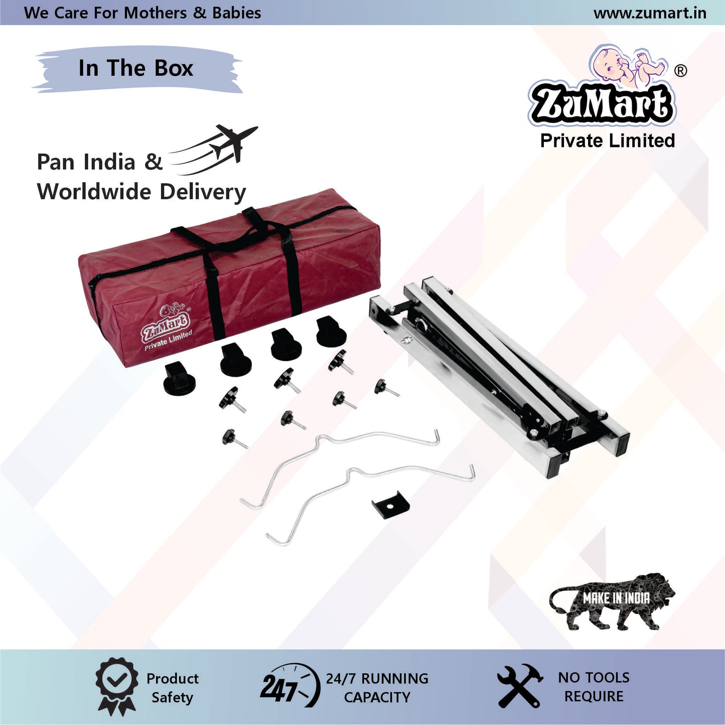 NRI Light Weight Manual Baby Cradle