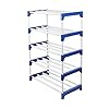 10 Pair Metal Shoe Stand (Blue, 5 Shelves)