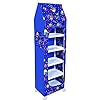 Multipurpose 6 Shelves Durable Foldable Wardrobe | Unbreakable Plastic Material | Cartoon Printed (Blue)