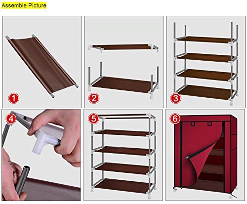 Mild Steel Red Cloth 4-5 Utility Shelves Shoe Rack/Shoe Stand Made In India