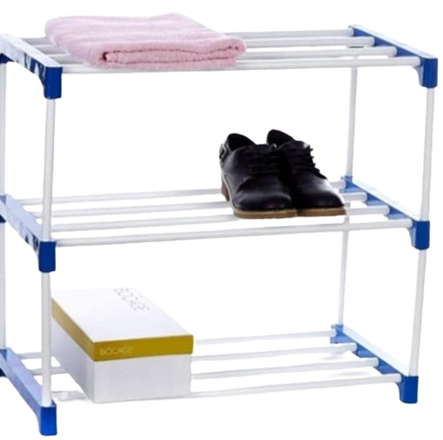 Metal Shoe Stand (Blue, 3 Shelves)